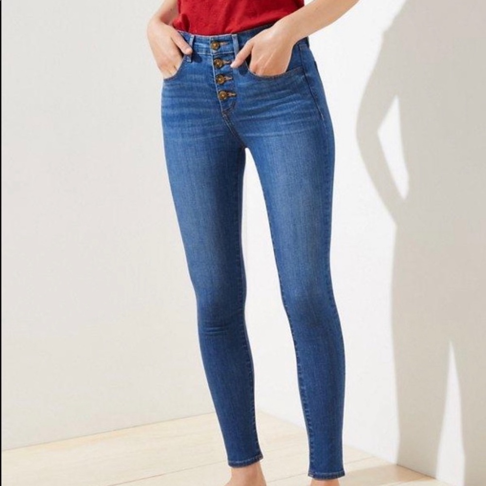 LOFT curvy high waist skinny jeans with button fly size 0